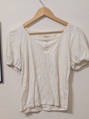 Madewell Cream Puff-Sleeve Henley Tee